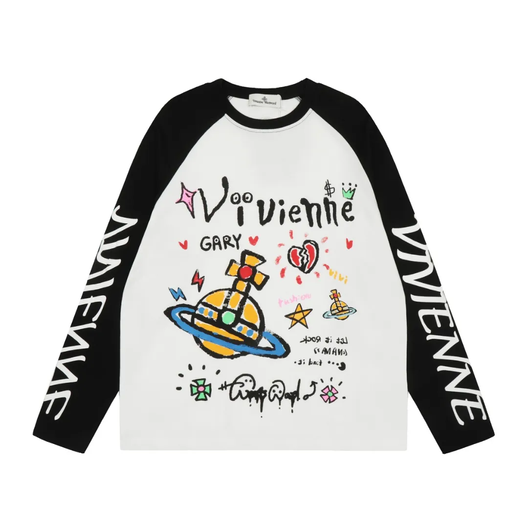 "Classic long sleeves" vivienne west wood Queen Mother Vivian Saturn large graffiti raglan long sleeves. Very practical for wearing inside and outside. Full series of correct accessories. Every detail is fully restored. Straightforward to pull up. Size: S M L Color: white and black